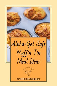 an orange sign that says, alpha - gal safe muffin tin meal ideas