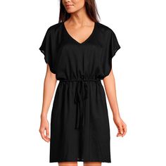 Upgrade your wardrobe for a stylish day at the beach or pool with this Women's Lands' End Short Sleeve Tie Waist Swim Cover-Up Dress.Click on this WOMEN'S GUIDE to find the perfect fit and more! Upgrade your wardrobe for a stylish day at the beach or pool with this Women's Lands' End Short Sleeve Tie Waist Swim Cover-Up Dress.Click on this WOMEN'S GUIDE to find the perfect fit and more! FEATURES V-neck Short dolman sleeves Tie at waist Pullover styling Straight hem Soft woven flowing constructionFIT & SIZING 33-in. length from shoulder to hemFABRIC & CARE Modal Machine wash Imported Size: Small. Color: Black. Gender: female. Age Group: adult. Swim Cover Up Dress, Day At The Beach, Plus Size Shorts, Swimsuit Cover Ups, Swim Cover, Cover Up Dress, Plus Size Tops, Lands End, At The Beach