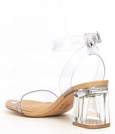 GB New-Skool Vinyl Two-Piece Block Heel Pumps #Vinyl, #Skool, #GB Designer Jeans For Women, Transparent Heels, Clear Shoes, Block Heel Pumps, Plastic Heels, Ankle Strap Block Heel, Short Heels, Ankle Wrap, Heel Pumps