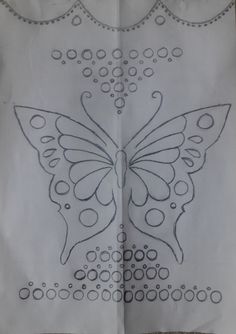 a drawing of a butterfly with circles on it