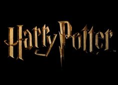 the logo for harry potter, which is in front of a black background with gold lettering