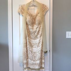 Champagne Color Dress Festive Fitted Lace Maxi Dress, Festive White Cocktail Dress, Elegant Festive Lace Dresses, Fitted Midi Length Dress For Mother Of The Bride, Formal Festive Sheath Dress, Elegant Short Sleeve Midi Dress For Festive Occasion, Festive Formal Sheath Dress, Elegant Short Sleeve Festive Midi Dress, Summer Sheath Dress For Mother Of The Bride