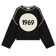 A cosy tribute to a magical year for Rock 'n' Roll and of course the original Woodstock Festival. Our 1969 jumper is a relaxed statement piece that will add a touch of nostalgia to your winter wardrobe. A soft hand feel knit, featuring a 1969 graphic with contrast tipping and easy crew neckline.  Black / Ivory  Styled with our Hypnotised Satin Wide Leg Trousers Hand wash only 100% Acrylic Woodstock Festival, Fashion Mood Board, Fashion Jewellery, Independent Designers Fashion, Knit Jumper, Fashion Killa, Woodstock, Badger, Winter Wardrobe