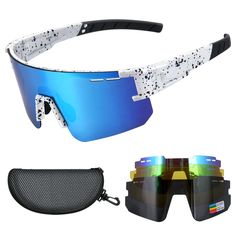 PRICES MAY VARY. 🎁【THREE INTERCHANGEABLE LENSES】Our youth baseball sunglasses with 3 interchangeable lenses. 1. Baseball glasses REVO colored lenses are perfect for driving and other outdoor activities. 2. Mens baseball sunglasses Polarized lenses, anti-ultraviolet, anti-glare, UV400 protection, effectively isolate harmful rays, anti-fatigue. 3. Boys baseball sunglasses yellow lens: Improve contrast and clarity, suitable for use in high pollution or foggy conditions 🎁【UV400 Protection】Our yout Outdoor Polarized Shield Sunglasses In Optic White, Outdoor Polarized Optic White Shield Sunglasses, Outdoor Optic White Polarized Shield Sunglasses, Optic White Sunglasses With Uva Protection For Outdoor, Multicolor Shield Sunglasses With Uv Protection For Outdoor Activities, White Shield Sunglasses For Outdoor Activities With Uva Protection, White Polarized Shield Sunglasses, White Shield Sunglasses With Uva Protection For Outdoor Activities, White Polarized Shield Sunglasses With Polycarbonate Frame