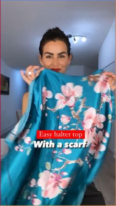 DIY, scarf, satin scarf, scarf style, elegant top, fashion hacks, Diy Halter Top, Diy Halter, Style Scarves, Scarf Blouse