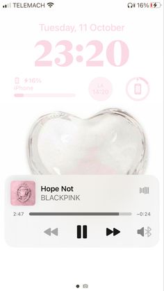 an iphone screen with the message hope not blackpink on it and a heart shaped button