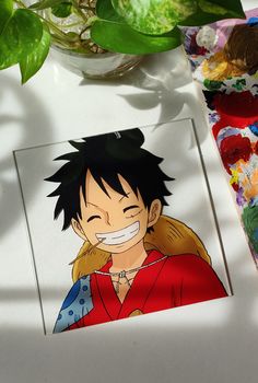 Glass painting of Monkey D Luffy with acrylic paint Anime Painting Acrylic, Anime Charters, Anime Glass Painting, Naruto Painting