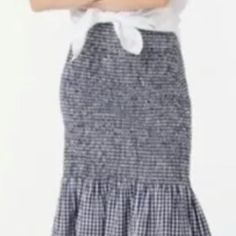 J Crew Smocked Gingham Skirt, Statement Making With Smocked Fabric For A Perfect Fit And A Flared Skirt. The Skirt Falls Below Your Knees And Has A Side Zip At The Waist. Size 16 Material Is Cotton This Skirt Is Perfect To Dress Up Or Down. See Pictures For All Visual Details, The Skirt Has Been Washed But Never Worn, So Like New To You. Smoke Free Home Fitted Cotton Skirt With Smocked Back, Casual Gingham Gathered Skirt, Chic Cotton Skirt With Smocked Bodice, Fitted Gingham Tiered Skirt, Gingham Skirt, Fall Skirts, Flared Skirt, Women Skirts Midi, Flare Skirt