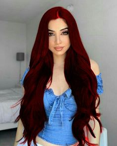 Blood Red Hair Color, Red Dreadlocks, Red Hair Outfits, Blood Red Hair, Dark Red Hair, Hair Streaks, Dyed Hair Inspiration