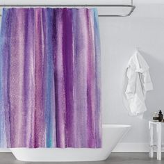 Purple Watercolor Stripes Abstract Art Print Shower Curtain - Metro Shower Curtains Purple Bathroom Accessories, Lavender Bathroom, Purple Shower, Purple Bathroom Decor, Mandala Shower Curtain, Purple Bathroom, Watercolor Shower Curtain, Purple Shower Curtain, Purple Bathrooms