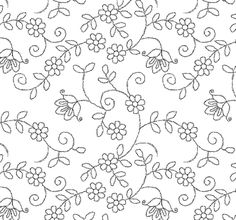 a pattern with flowers and vines on a white background