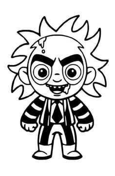 a drawing of a cartoon character with big eyes and an evil look on his face