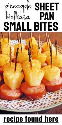 Sheet Pan Kielbasa Pineapple Bites Sheet pan appetizers for a crowd - easy snacks for a party cheap simple appetizer recipes easy finger foods make ahead easy appetizers for a party shareable snacks Heavy hors d’oeuvres Elegant appetizers for party small bites appetizer bites finger foods easy Easy Party Finger Foods Simple, Kielbasa Sausage Appetizers, Game Day Easy Appetizers, Wedding Food Finger Foods, Quick Party Snacks Easy, Cheap Easy Finger Foods Parties, Finger Foods For Picky Eaters, Cocktail Picks Appetizers, Easy Fun Appetizers