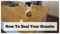 a bottle of cleaner sitting on top of a kitchen counter