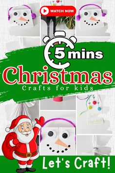 These 5 minue Dollar Tree Christmas crafts for kids are fun and inexpensive.  
#diycrafts #craftsforkids #christmascraftsforkids #dollartreecrafts