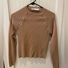 Perfect Essential For Autumn, Never Worn, Size Medium. Brown Long Sleeve, Zara Tops, Sleeve Sweater, Colorful Sweaters, Long Sleeve Sweater, Long Sleeve Tees, Zara, Womens Tops, Tops & Tees