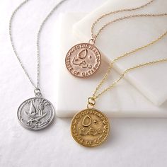 Choose Your Hometown Coin Necklace | Women - Nominal Gold Coin Pendant, Unique Hoop Earrings, Map Necklace, Mini Hoop Earrings, Country Design, Necklace Women, Men's Necklace, Drawstring Pouch, Coin Necklace