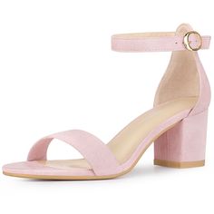 The simple silhouette and comfortable mid-block heel make these ankle strap sandals a perfect everyday essential to pull together any outfit. A must-have in every girl's closet! Whether a party, work, date, wedding, cocktail, nightclub, homecoming, seas, travel, or other special occasions, you can match the nude high heels with skirts, T-shirts, jeans, shorts, or any casual or formal wear. Low Block Heel Sandal, Staple Shoes, Nude High Heels, Dressy Sandals, Boho Sandals, Womens Sandals Summer, Low Heel Sandals, Open Toe Shoes, Pink Heels