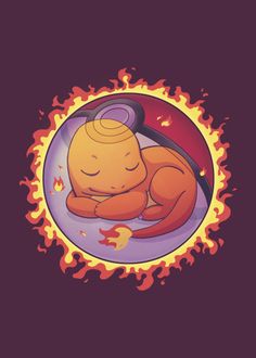 a cartoon character sleeping on top of a fire