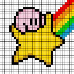 a pixellated image of a dog with a rainbow in its mouth