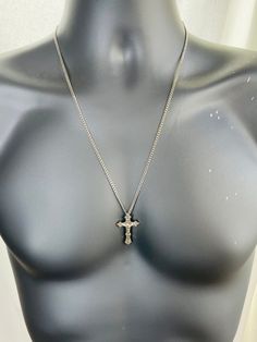 "This is a 925 sterling silver Italian style Crucifix Cross Pendant necklace. This large crucifix pendant comes on a 2.2mm 925 sterling silver curb chain. This is a an incredible piece of heirloom jewelry for men or women!  Made by master silversmiths here in the USA.  Cross measures 36x23mm and is clearly stamped sterling silver on back. This pendant necklace that comes in a 20\", 22\" or 24\" length.  Comes in a gift box ready to present. Shown in a 20 inch length and in a 24 inch length." Silver Cross Pendant Necklace With Box Chain, Silver Cross Box Chain Necklace, Silver Cross Pendant Necklace With Chain, Silver Box Chain Necklace With Cross Shape, Silver Box Chain Necklace With Cross Pendant, Silver Cross Chain Necklace With Box Chain, Silver Pendant Cross Necklace With Chain, Adjustable Chain Cross Pendant Necklace, Sterling Silver Crucifix Cross Necklace With Adjustable Chain