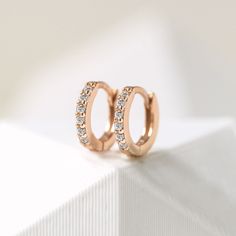 Minimal gold huggie hoop earrings that hug your ear perfectly. Pave crystals give an extra sparkle to a classic shape. Perfect to wear alone or paired with other dainty earrings. MATERIALS - Sterling Silver, Gold Vermeil, Rose Gold Vermeil - Cubic Zirconia pave crystals - Hypoallergenic, lead & nickel free DETAILS - Width 1.5mm - Inside Diameter 6.5mm - Outside Diameter: 9mm - Click close mechanism ► Spend $200 | Receive 10% OFF Your Order with Code: 10OFF200 ► Please note in your order when Dainty Rose Gold Necklace, Crystal Headband Wedding, Jewelry Hoop Earrings, Gold Huggie Hoop Earrings, Simple Gold Earrings, Huggie Earrings Gold, Minimal Gold, Earrings Minimal, Bridesmaid Gifts Jewelry