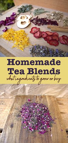 Homemade loose-leaf tea blends using homegrown or store-bought ingredients Tea Recipes Homemade, Loose Tea Recipes, Tea Recipes Loose Leaf, Herbal Medicine Recipes, Tea Drink Recipes