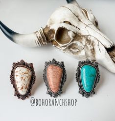 "Western cuff ring with a stone. Adjustable to your ring size. approximate 2.5\" L choose your color!" Western Ring, Western Rings, Turquoise Statement Ring, Dainty Chain Necklace, Turquoise Squash Blossom, Yellow Accessories, Cuff Ring, Squash Blossom, Cuff Rings