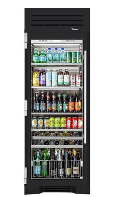 an open refrigerator filled with lots of drinks and sodas on top of it's doors