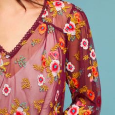 Anthropologie Ruffled Giralda Blouse Embroidered Floral Feather Bone Anthropologie Top, Embroidered Blouse, Anthropologie, Top Blouse, Blouses, Womens Tops, Floral, Red, Women Shopping