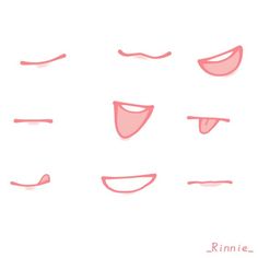 an image of different faces drawn in pink