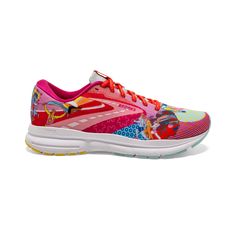 Dependable comfort, now with updated cushioning. Sporty Sneakers With Cushioning For Sports, Colorful Running Shoes, Brooks Running Shoes Women, Running Shoes Brooks, Brooks Running Shoes, Pink Running Shoes, Brooks Running, Pink Blue Yellow, Neutral Design