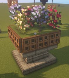 an image of a planter made out of blocks in the middle of a field