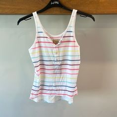 New With Tags, Chaser Striped Snap Front Tank Casual Multicolor Tank Top, Casual Striped Tank Top, Color White, Womens Tops, Tank Tops, Tags, Women Shopping, White, Color