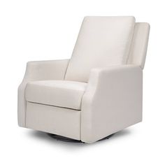 a white recliner chair sitting in front of a white wall