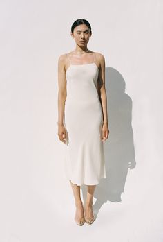 KAMPERETT Midi Slip Cocktail Length Dress, Camille Dress, January 2025, Ivory Silk, Silk Gown, Silk Slip, Silk Charmeuse, Silk Organza, Bridal Wedding Dresses