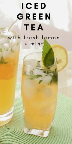 iced green tea with fresh lemon and mint