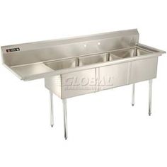 three compartment stainless steel sink with legs