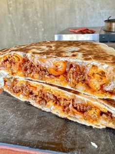 two quesadillas stacked on top of each other