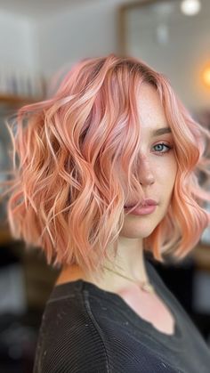 20 Stunning Fantasy Hair Colors: From Unicorn to Mermaid Styles Rose Quartz Hair, Galaxy Hair, Hair Color Caramel, Peach Hair