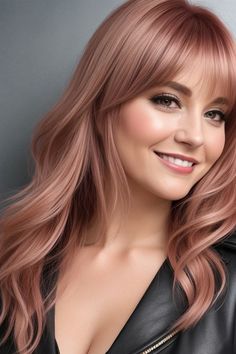 Long Layered Hair With Bangs, Rose Hair Color, Trendy Nail Designs, Layered Hair With Bangs, Fire Hair, All Face Shapes