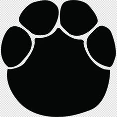 a black and white paw print on a transparent background