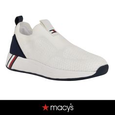 in stock Tommy Hilfiger Sneakers For Spring, Tommy Hilfiger Round Toe Sneakers For Spring, Tommy Hilfiger Slip-on Sneakers With Cushioned Footbed, Tommy Hilfiger Slip-on Synthetic Sneakers, Tommy Hilfiger White Slip-on Sneakers, Tommy Hilfiger Women, Slip On Sneakers, Sneakers White, Dark Blue