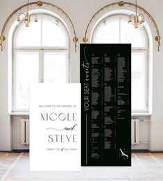 a black and white photo with the words nicole and steve on it in front of two windows