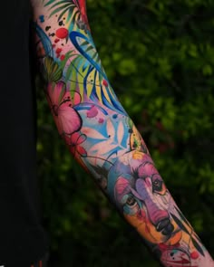 It’s a tattoo sleeve I did in watercolor style for my customer Eric in Toronto. I love this, the most colorful project I ever did. We started with a wolf on the forearm and in a few months, it turned out to be a full sleeve with a lot of flowers, brush strokes, and color splashes. 🌺🌺🌺 It’s not enough to post only one photo of it. So, keep in touch, I’ll post all sides of this amazing tattoo🥰 Cover Up Tattoo Ideas, Up Tattoo Ideas, Color Tattoo Ideas, A Lot Of Flowers, Tiny Tats, Tattoo Reference, Up Tattoo, Tattoo Board, Cover Up Tattoo