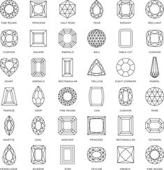 Gem Drawing, Types Of Gems, Faceted Design, Shape Templates, Gemstone Art