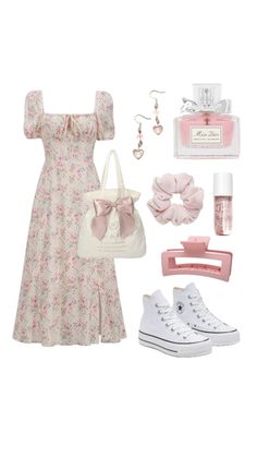 Pastel Coquette Outfits, J Fashion Aesthetic, Pastel Pink Outfit Ideas, Pastel Color Outfit Aesthetic, Summer Outfits Pastel, Girly Style