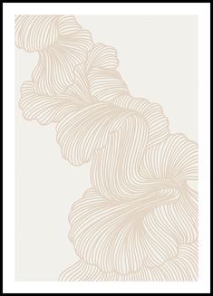 a white and beige wallpaper with wavy lines in the shape of waves on it