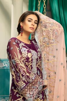 Buy Pakistani Eid Dresses - Eid Outfit For Girls - Pakistani Eid Wear With Thread And Organza  Embroidered Work in USA, UK, Canada, Australia Visit Now : www.NameerabyFarooq.com or Call / Whatsapp : +1 732-910-5427 Pakistani Eid Outfits, Eid Outfit, Eid Outfits, Pakistani Salwar Kameez, Chiffon Collection, Eid Dresses, Embroidered Chiffon, Indian Dress, Dress Chiffon