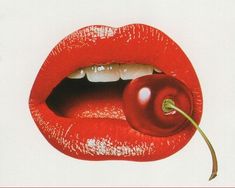 an image of a red lip with a cherry on it